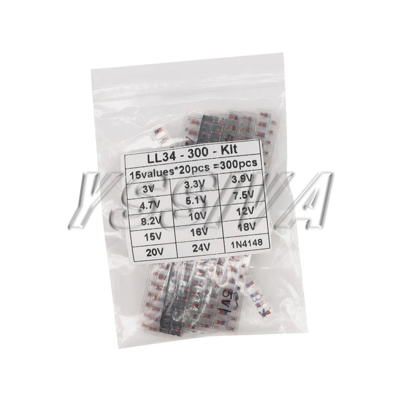 300PCS SMD LL34 3V-24V 2V-39V Zener Diode Kit 0.5W 1/2W SMD Diode Set 1N4148
