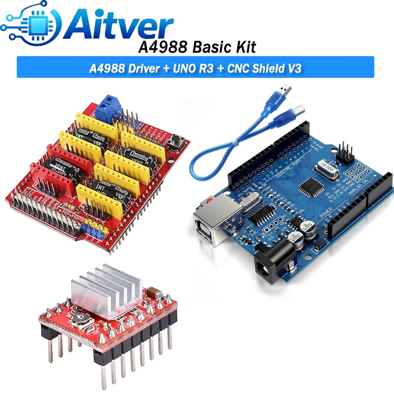 A4988 DRV8825 TMC2209 TMC2209 V20 Driver Kit with UNO R3 and CNC Shield V3 for CNC Machine and 3D Printer Optional Limit Switch
