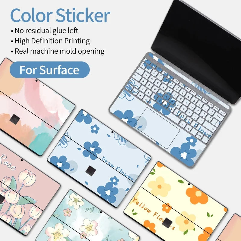 Color Printing Pattern Sticker  For Microsoft Surface Pro 7/6/5/4/3 9/8X Go 2 Back Cover Body Decal Skin Protector keyboard 10