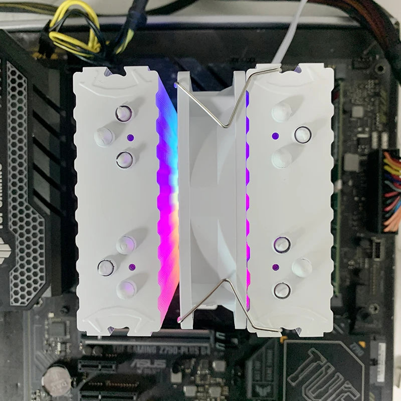 6 Heat Pipes CPU Cooler Black/White Silent RGB Cooling Fan for Intel LGA 1700 1200 1150 1151 1155 2011 X79 X99 1366 AMD AM5 AM4