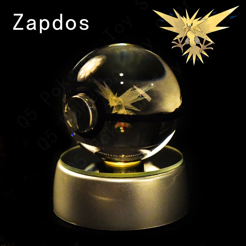 Pokemon Crystal Ball 3D Mewtwo Pikachu Gengar Pokeball 3D Night Light Lamp Glass Statue Pokemon Crystal Ball Birthday Gift