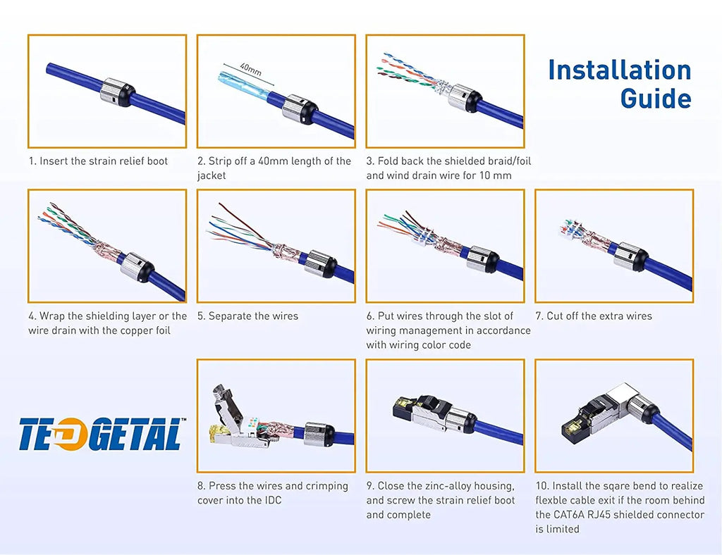 2PC RJ45 CAT6 CAT6A Cat7 CAT8 CAT 8 Connectors ToolFree Zinc Alloy Shielded 40G Ethernet Termination Plugs for 23AWG SFTP Cables