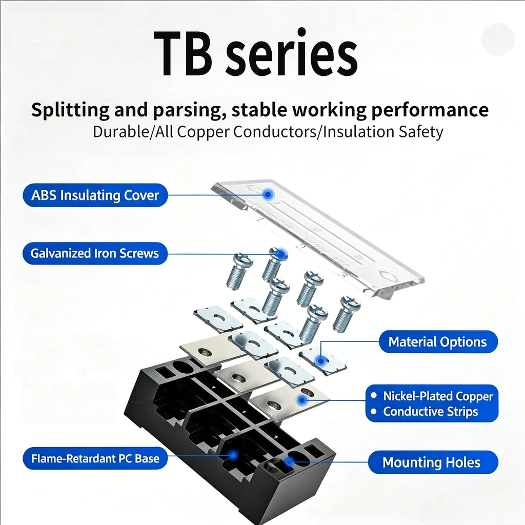 Dual Row Strip Screw Terminal Block TB1503-TB151 15A  Fixed Wiring Board Wire Connector for Electronic Components