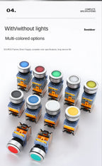 Flat Button Switch Waterproof 30mm Self Reset Locking Momentary Latching Red Green Yellow White Blue Switch Light 6V12V24V220V
