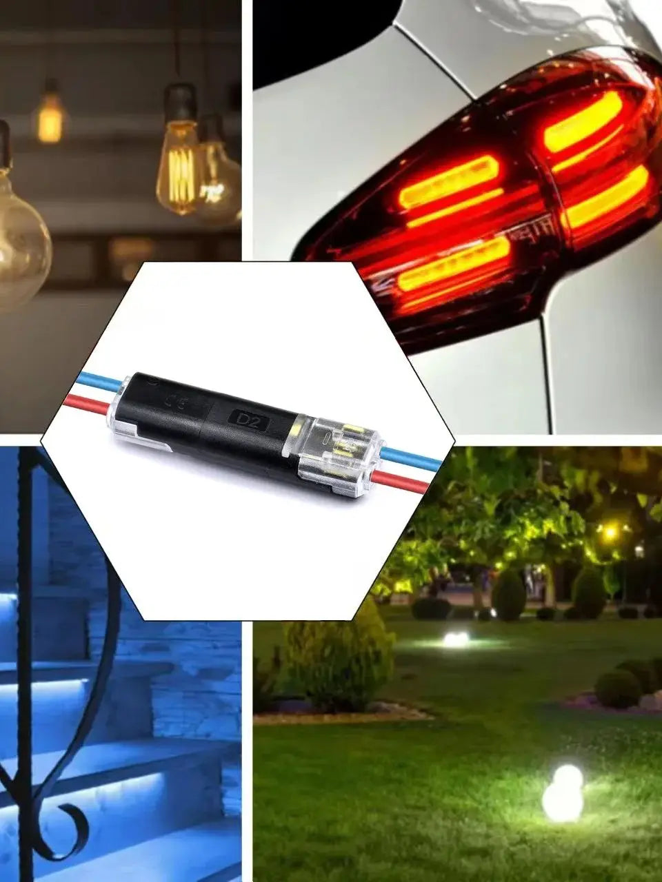 D1/D2/D3 Electric Wire Connector,1/2/3 Pin No Strip Line Cable Interconnection Detachable Automotive Terminal Plug Universal