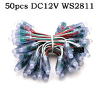 DC5V/12V 12mm WS2811 RGB Digital Addressable LED Pixel String Lights IP68 Waterproof Full Color LED Module Light 50/100/200pcs