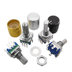 5Pcs 360 Degree Rotary Encoder EC11 Knob 20 Position 5 Pin Button Handle Length 15/20mm With A Built In Push Button Switch