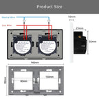 TAWOIA 1/2/3 Gang Touch Switch Double Light Switch Triple Sensor Switch 1Way EU Standard Glass Panel Blue backlight White Series