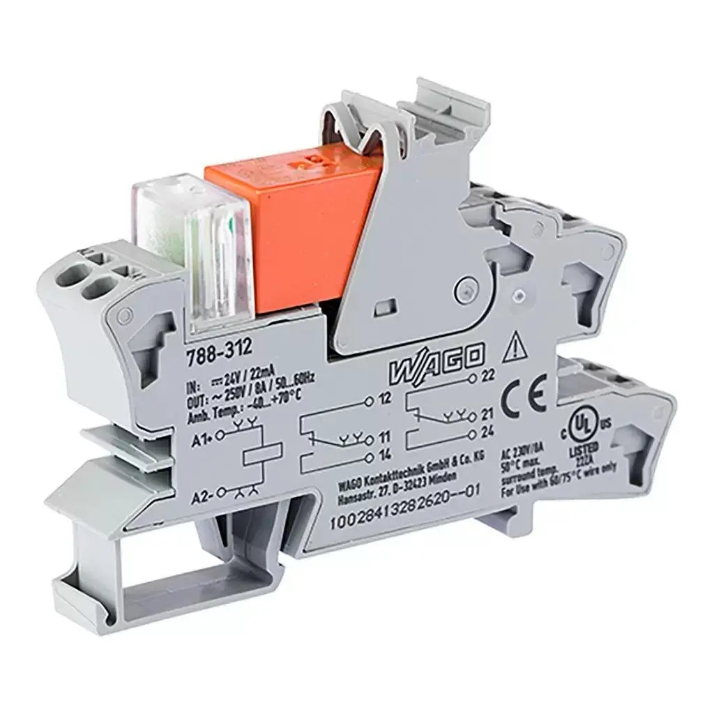 WAGO 788‑311 788‑312 788‑313 788‑314 788‑315 DIN Rail Relay Module 2‑Changeover Contacts DPDT Interface Relay