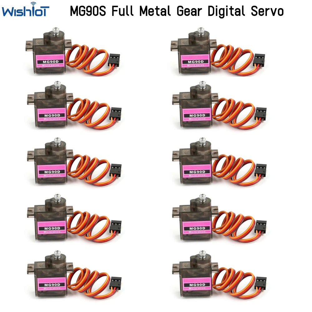 10PCS MG90D 9g Micro Digital Servo Motor Metal Gear 2.5KG High Torque MG90S MG90 Upgrated For RC Plane Helicopter Airplane 450