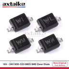 100PCS BZT52C16S 16V WK BZT52C18S 18V WL BZT52C20S 20V WM BZT52C22S 22V WN BZT52C24S 24V WO SOD-323 0805 SMD Zener Diode