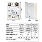 1pcs Solid State Relay Single Phase Non-contact SSR DC To DC AC To AC DC To AC 24-380VAC 10A 25A 40A 50A 60A 80A 100A