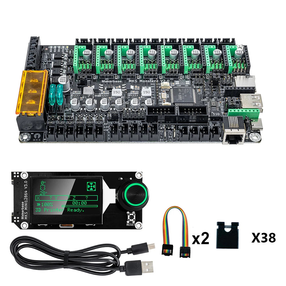 3D Printed Accessories Makerbase MKS Monster8 V2 32Bit Control Board 3D Printer Parts TMC2209 A4988 for Voron VS Spider Octopus