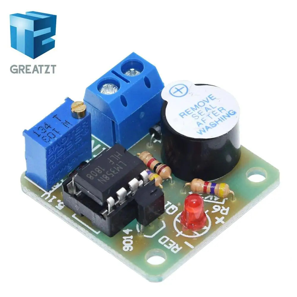 12V LM358 Accumulator Sound Light Alarm Board Buzzer Prevent Over Discharge Controller Module Without Overvoltage Protection