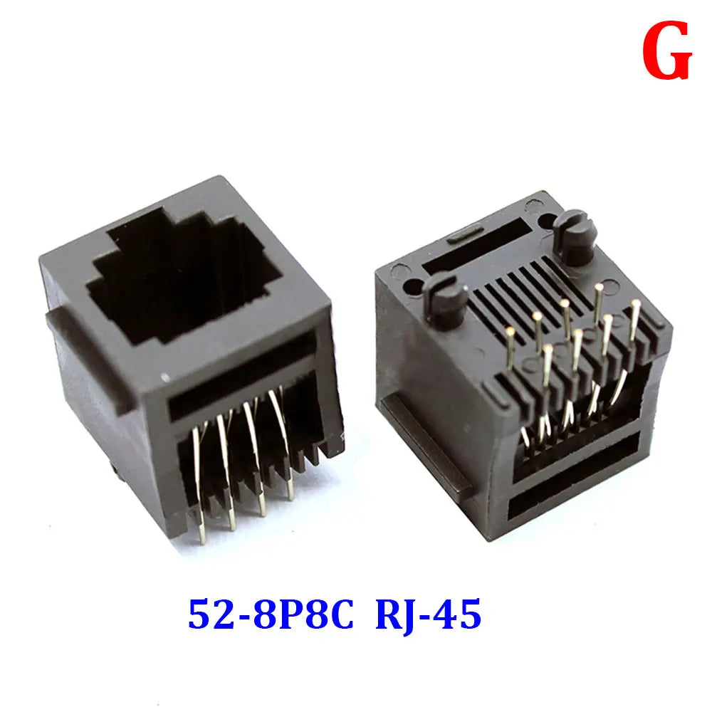 10Pcs RJ11 RJ45 Socket 52-4P4C 6P2C 6P4C 6P6C 8P8C Seat RJ12 Phone Jack Female 6Core Crystal Head 180 Degrees Vertical