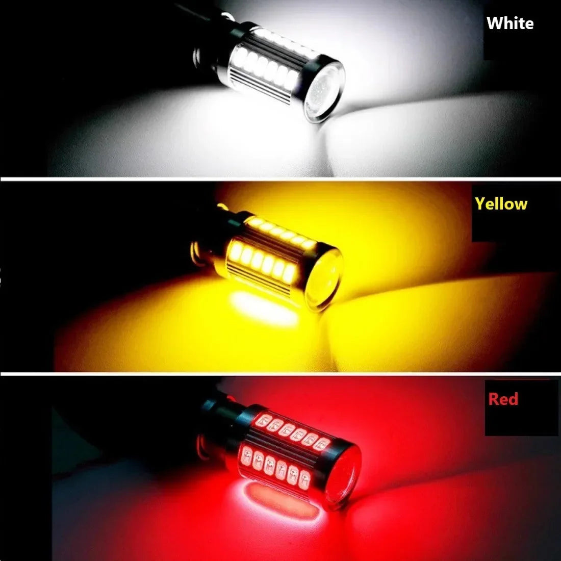 2x 1156 LED Bulbs BA15S BAY15D, 33SMD 5630/5730 P21W PY21W P21/5W 12V for Signal & Reverse Lights