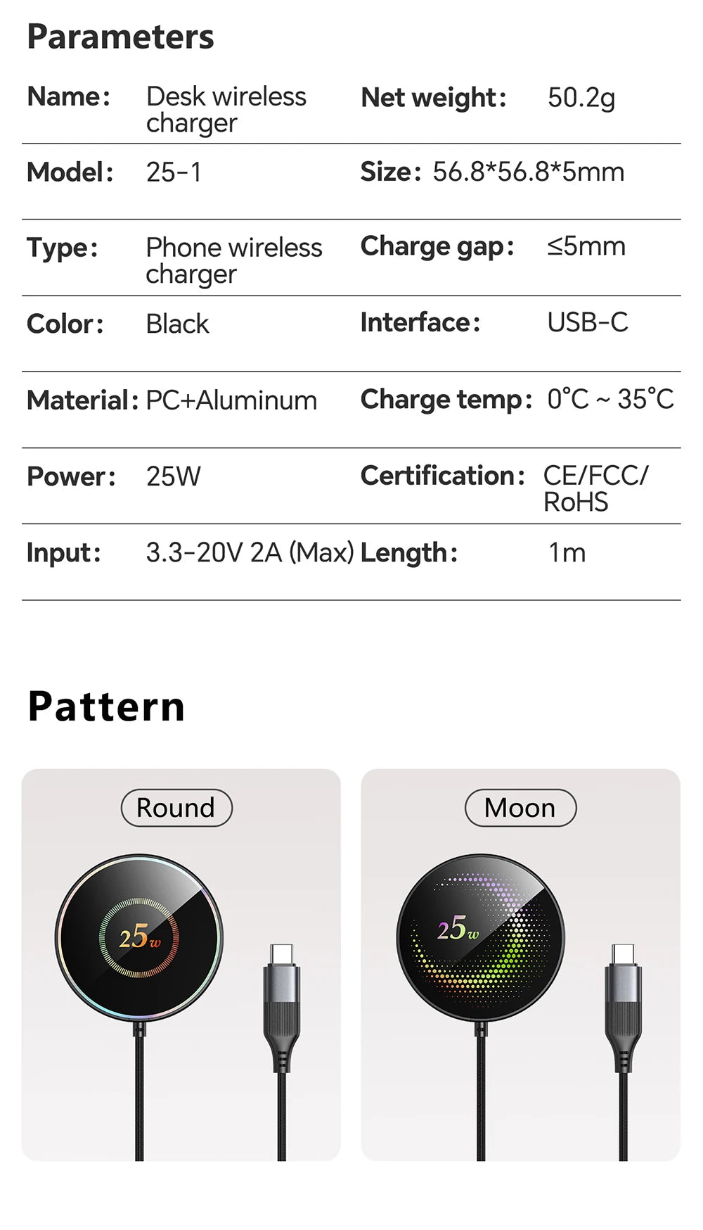 25W Magnetic Wireless Charger Compatible with Apple iPhone 17/16/15, Samsung, Xiaomi Phones, Car, Bedside, Desktop Wireless Indu