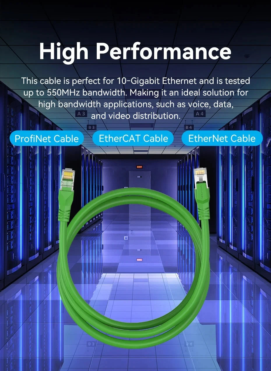 Vention Cat6A Bulk Ethernet Cable 10Gbps SFTP Cat 6A Patch Cord for ADSL PLC Servo Motor Ethernet Swicth PC RJ45 Networking Wire