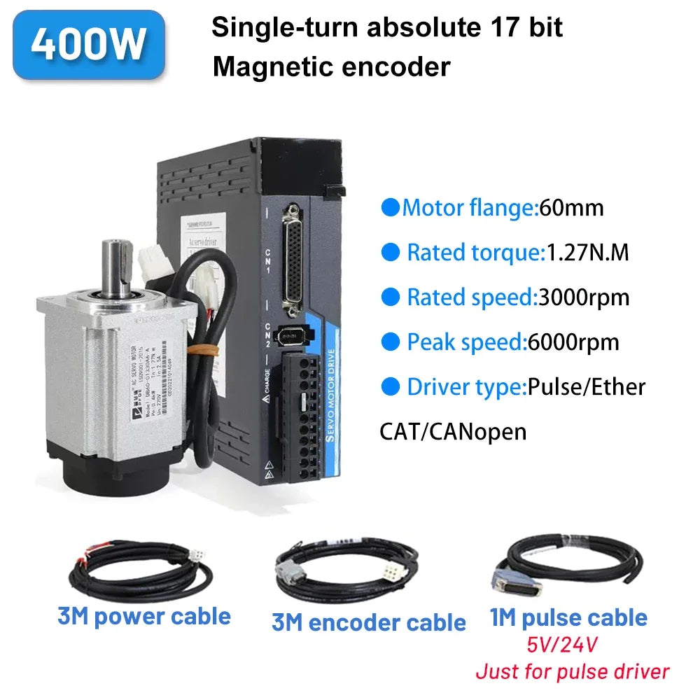 Servo Motor 1000W/1.5KW/1200W/1500W/1800W/750W Servo Motor 130 and Driver EtherCAT Servo Motor 220V with Driver with Brake CNC