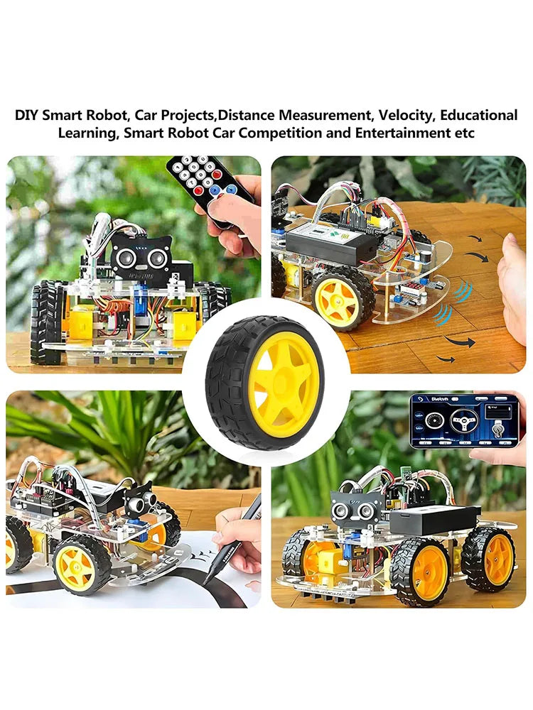 5PCS DC Gearbox Motor TT Motor 200RPM Tire Wheel DC 3-6V 1:48 Male Connector with 1Pc L298N Motor Drive Controller Board
