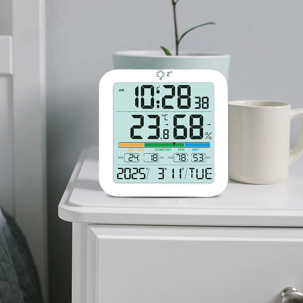 Thermometer Sensor with Backlit LCD Digital Magnetic Clock Easy To Read Home Weather Station for Humidity Gauge Meter Sensor