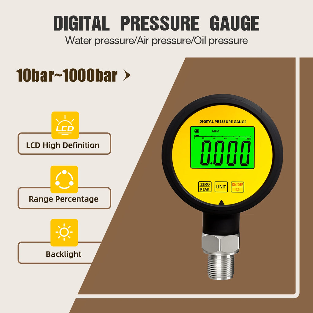 Moray ME260P LCD  Rubber Protector Waterproof FS Stainless Steel Gas Differential Manometer Calibrator Digital Pressure Gauge