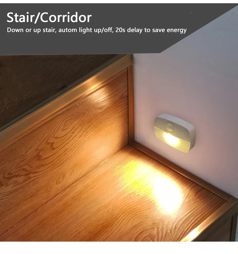 1/3/6 Pack Motion Sensor Night Light Battery Powered AAA Stick Anywhere Auto on Off Soft Light for Wardrobe Bedside Bathroom