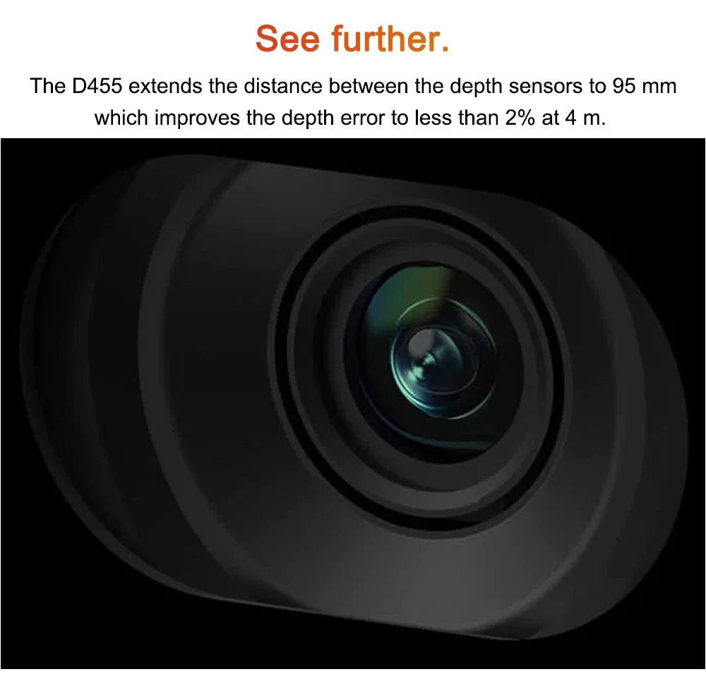 Intel RealSense Depth Camera Binocular D455 Inertial Measurement Unit 30fps RGB Resolution 1280x800 3D Sensing & Computer Vision
