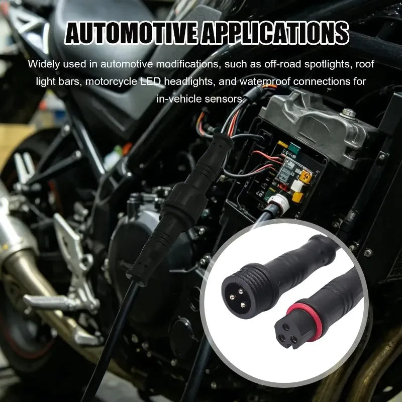 M12 IP67 Waterproof Connector Cable 2/3/4 Pin Male Female Plug with PVC Wire for Car LED Light Motorcycle Modification Accessory