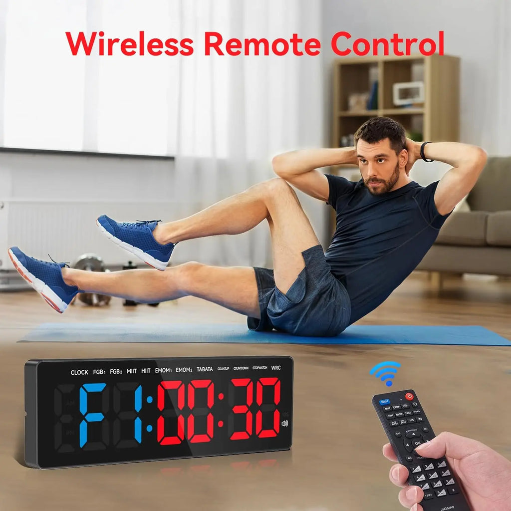 Gym Timer 3.5" Large LED Display Wall Clock Gym Interval Workout  Count Down & Up  Stopwatch Digital Timer for Fitness Home