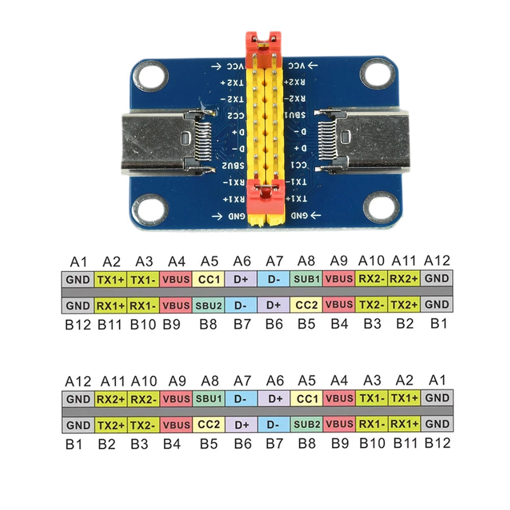 Type-c Male To Female Usb 3.1 Test Pcb Board Adapter Module 2.54mm Type C Connector Socket Data Line Wire Cable Transfer