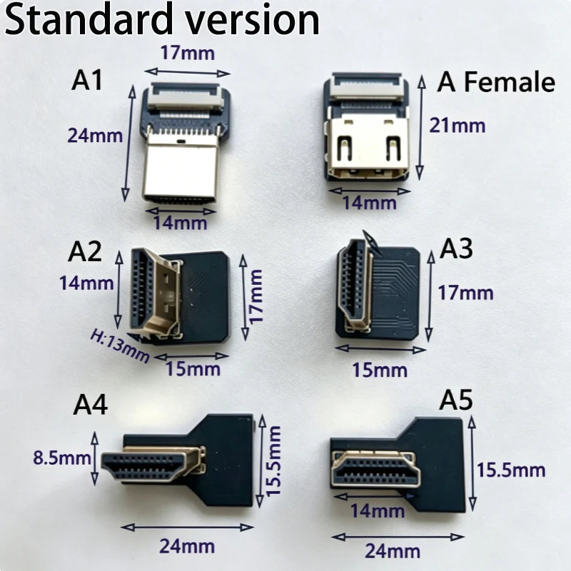 1PCS Ribbon FPV HDMI-Compatible Connector Flexible Flat Cable Raspberry Pi 4 Micro HDMI to HDMI/Mini HDMI Female 90 Degree FFC