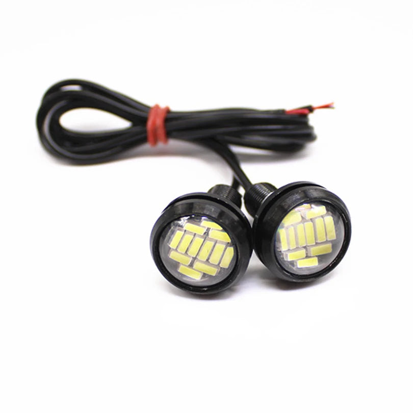 2Pcs 18mm 23mm Car Eagle Eye Led 12V Flash DRL Daytime Running Lights 9W LED Backup Reversing Parking Signal Lamps Automobiles