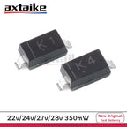 100PCS MMSZ5251B K1 22V MMSZ5252B K2 24V MMSZ5254B K4 27V MMSZ5255B K5 28V T1G 350mW SOD-123 SMD Zener Diode