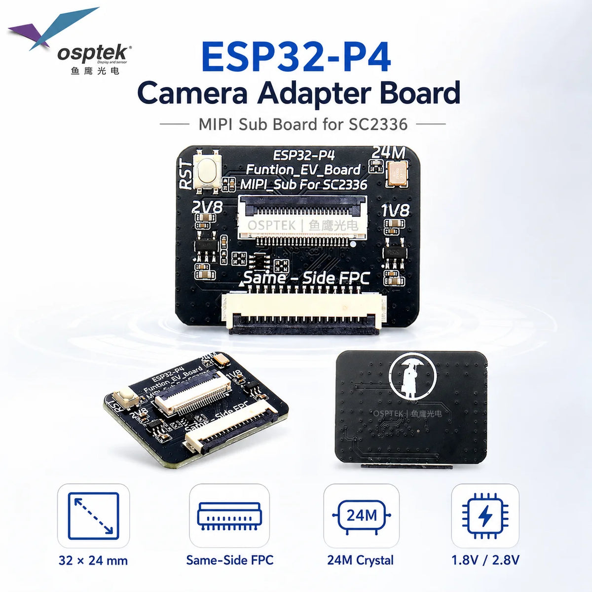 ESP32-P4 Camera Adapter Board 24Pin FPC Breakout Module MIPI CSI Interface Development Board for Vision Sensor DIY Embedded HMI