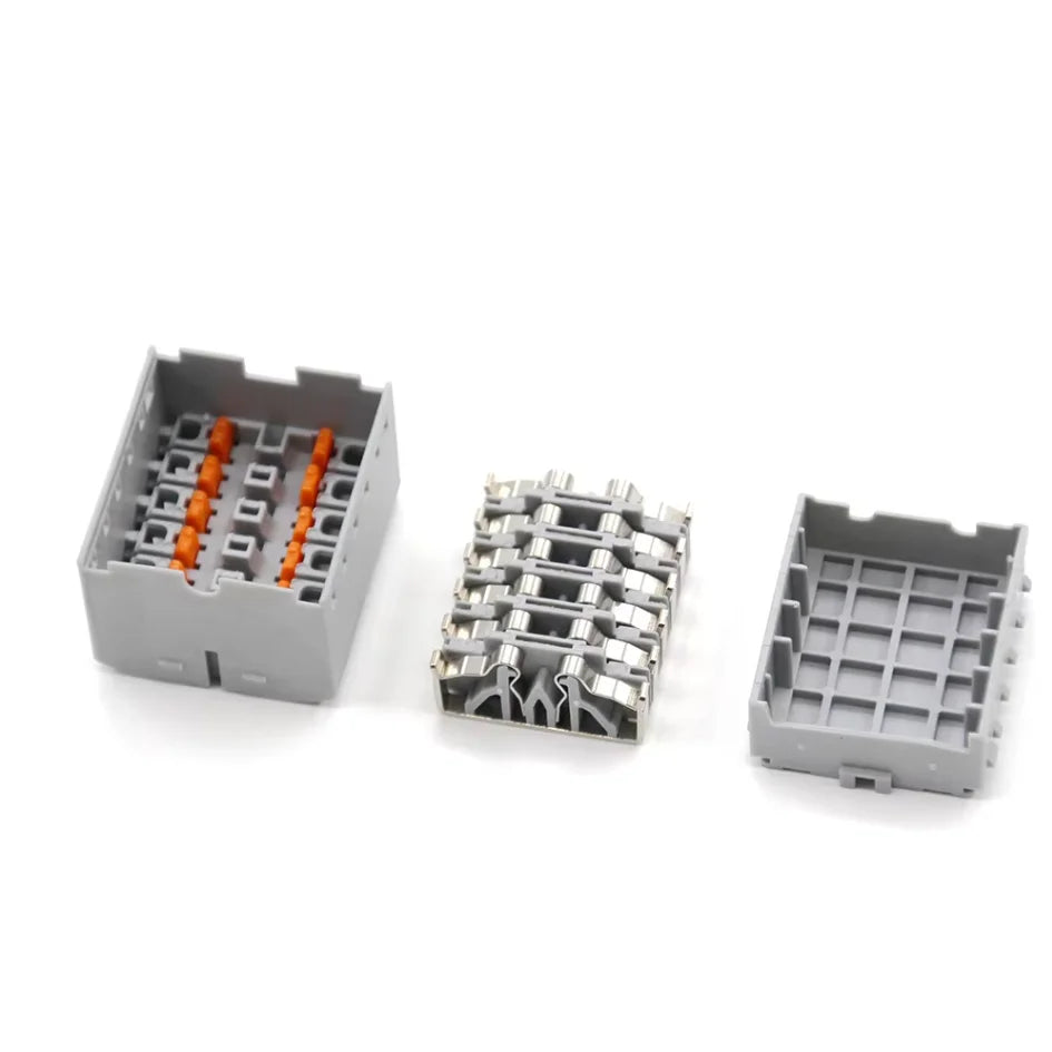Distribution Terminal Block 1 In 12 Out DIN Rail Push In Electrical Connection Strip 41A 690V Copper Busbar Power Distributor