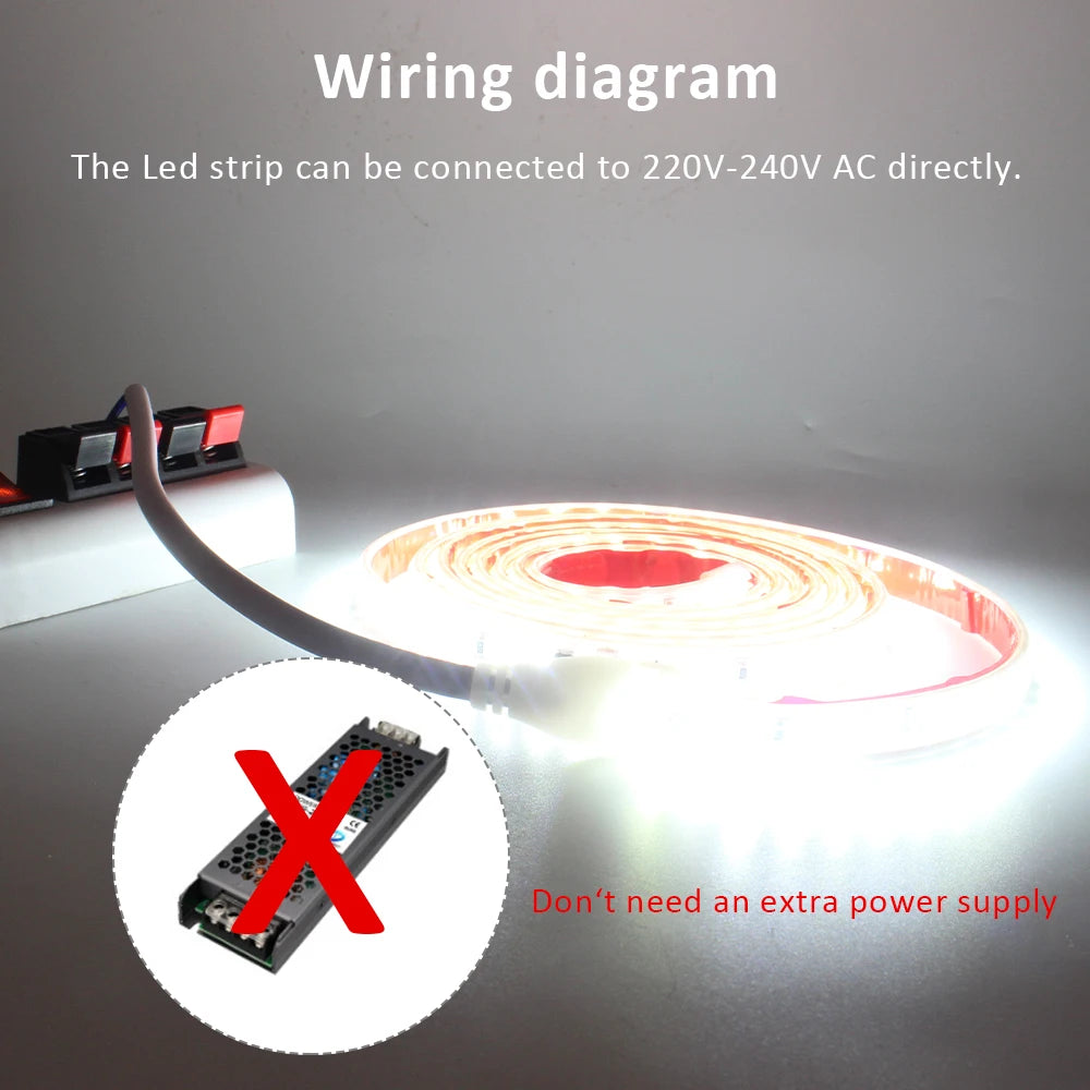 AC 220V 230V 2835 LED Strip Light Waterproof IP67 120LEDs/m Flexible Tape Lamp Warm Cold White 1M 2M 3M 5M 10M 20M Home Lighting
