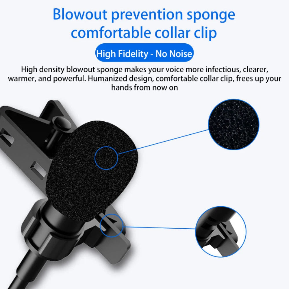 Clearance_MC01 Portable 1.5m Wired Mini Microphone Type C For Phone PC Laptop Metal Clip-on Lavalier USB mic 3.5mm Condenser Mic