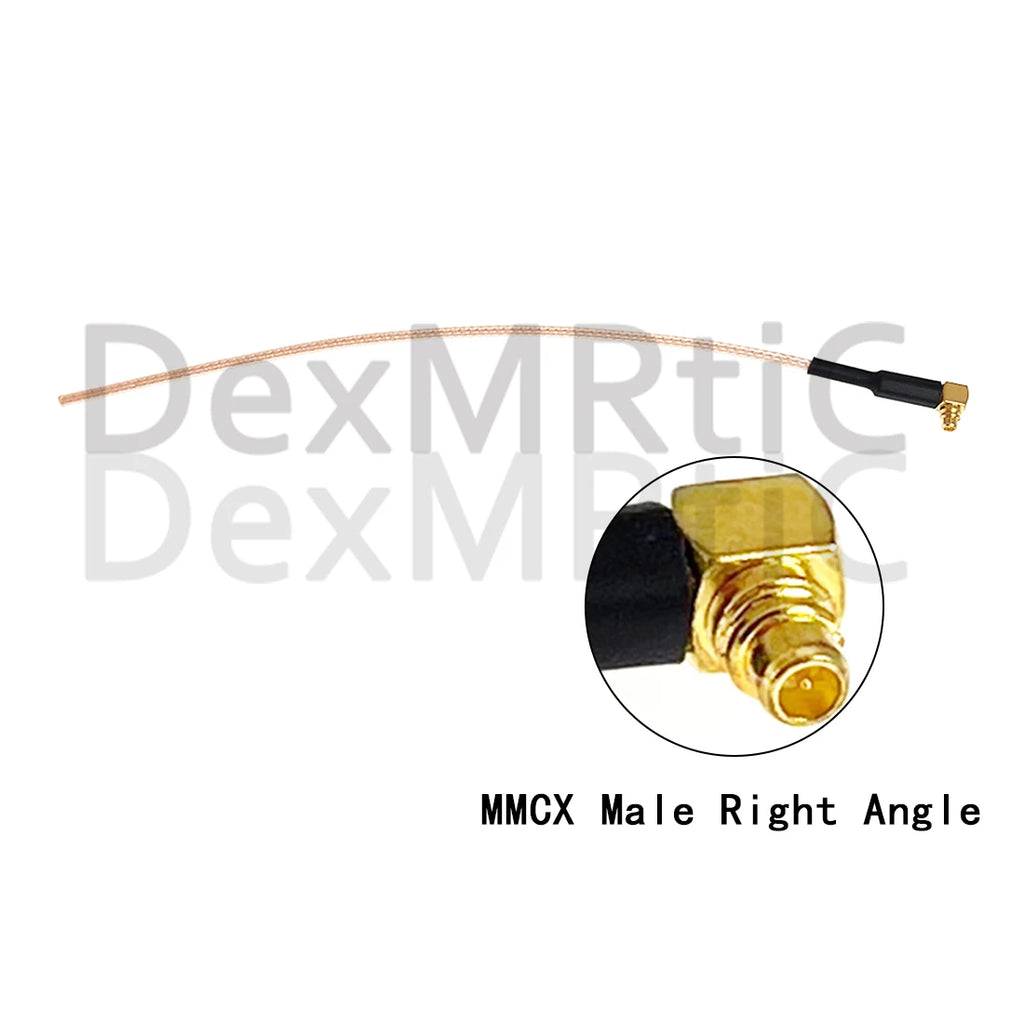 MMCX  Male Right Angle Pigtail Cable RG178  25cm Long Other End Exposed