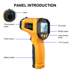 TS600 Infrared Thermometer Digital Temperature Gun Laser Non-contact Temp Reader IR Temperature Sensor Adjustable Emissivity