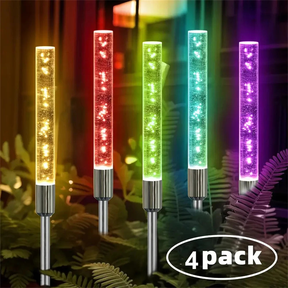 1/2/4PC Solar Reed Lamp Bubble Stick RGB Colorful Acrylic Courtyard Park Scenic Area Lawn Garden Insertion Landscape Lamp