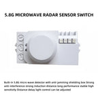 Diymore 5.8G Microwave Radar Sensor Switch AC85-250V Intelligent Energy Saving Control Microwave Radar Sensor Motion Detector