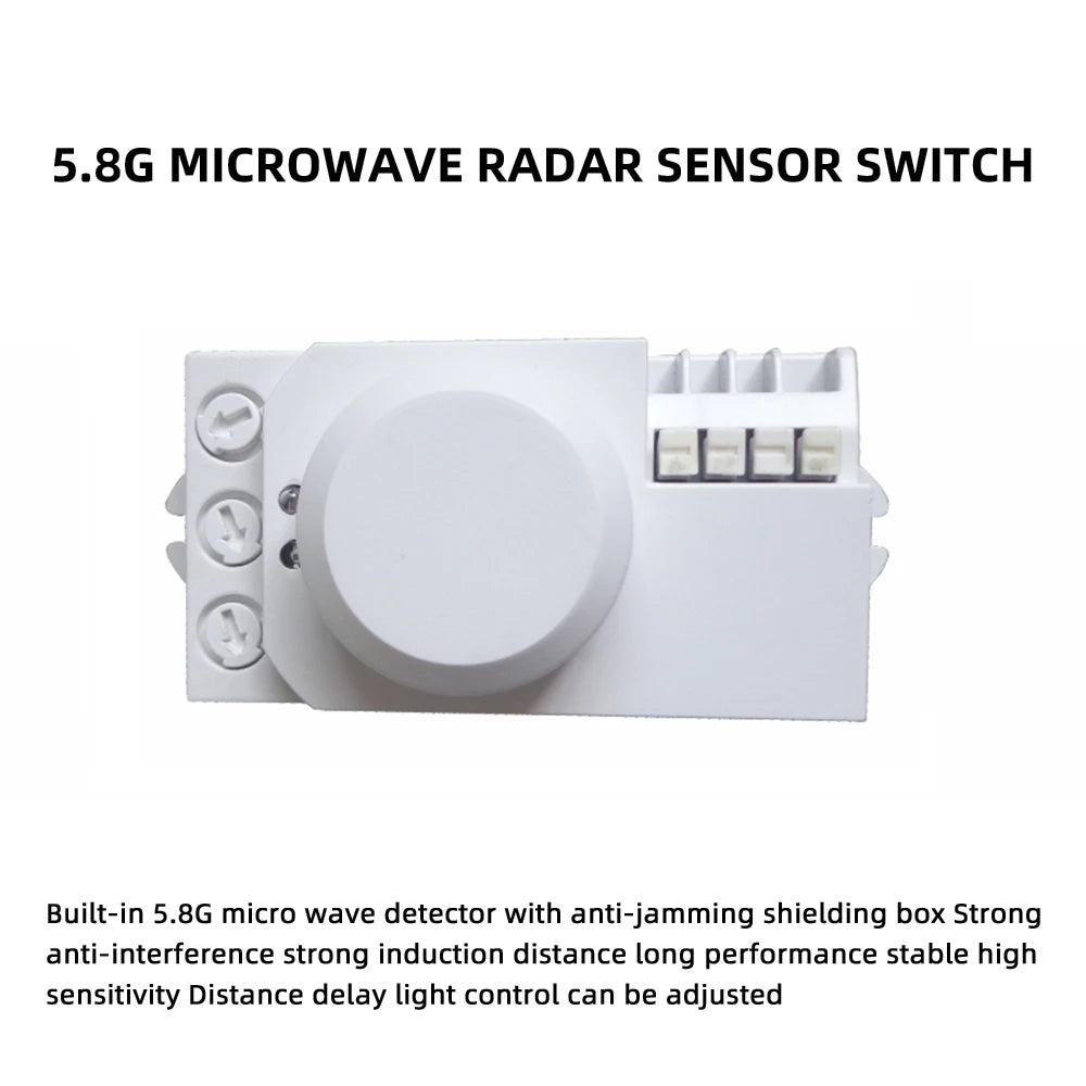 Diymore 5.8G Microwave Radar Sensor Switch AC85-250V Intelligent Energy Saving Control Microwave Radar Sensor Motion Detector