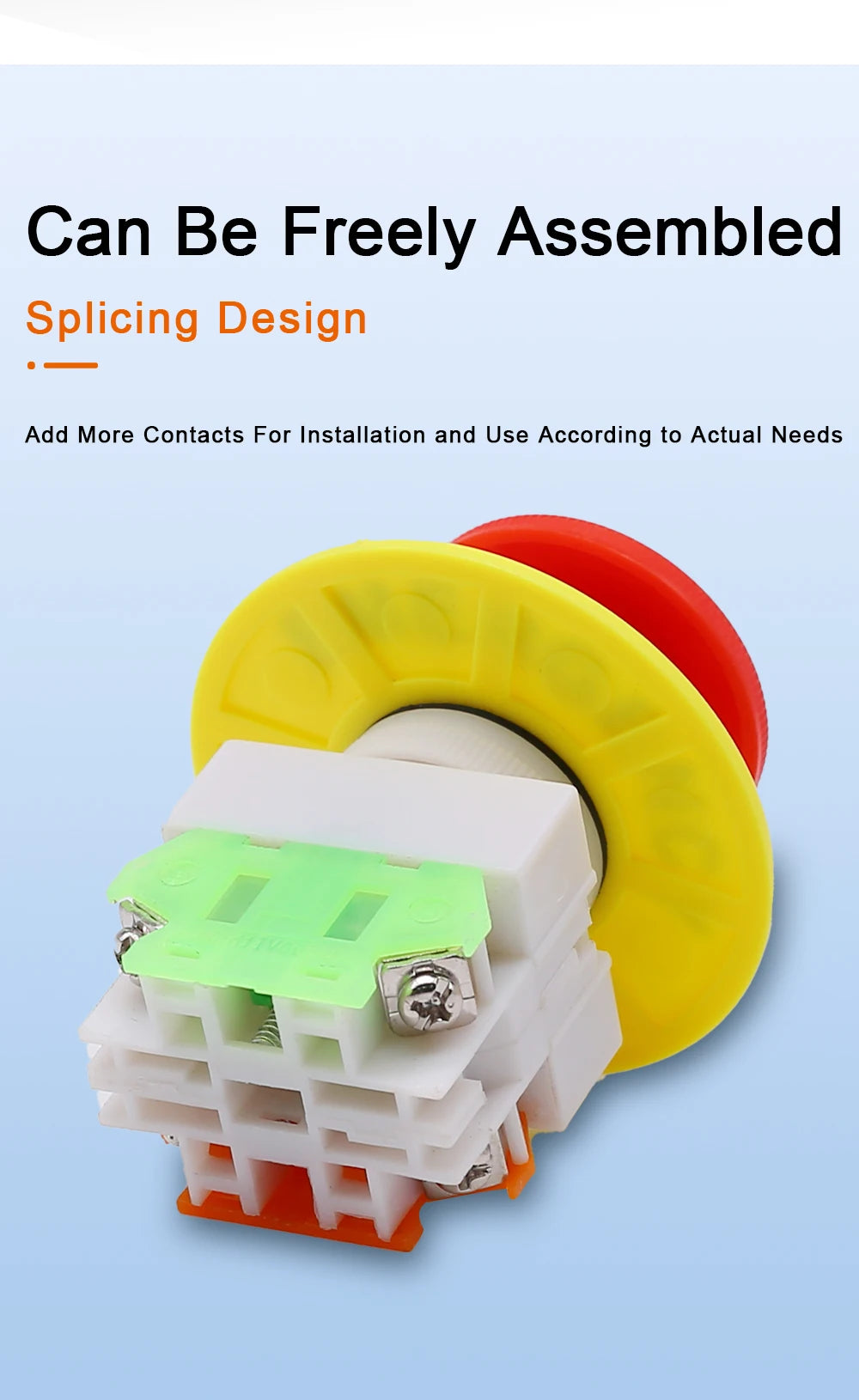 LAY7-11ZS Mushroom Head Emergency Stop Self-locking Button Switch Control Aperture Emergency Stop BButton LAY37