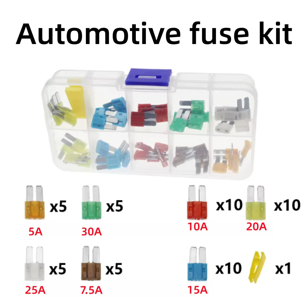 Profile Medium Mini Micro2 Size Blade Type Car Fuse Assortment 5/7.5/10/15/20/25/30/35A Fuse Set Auto Car Truck with Box Clip