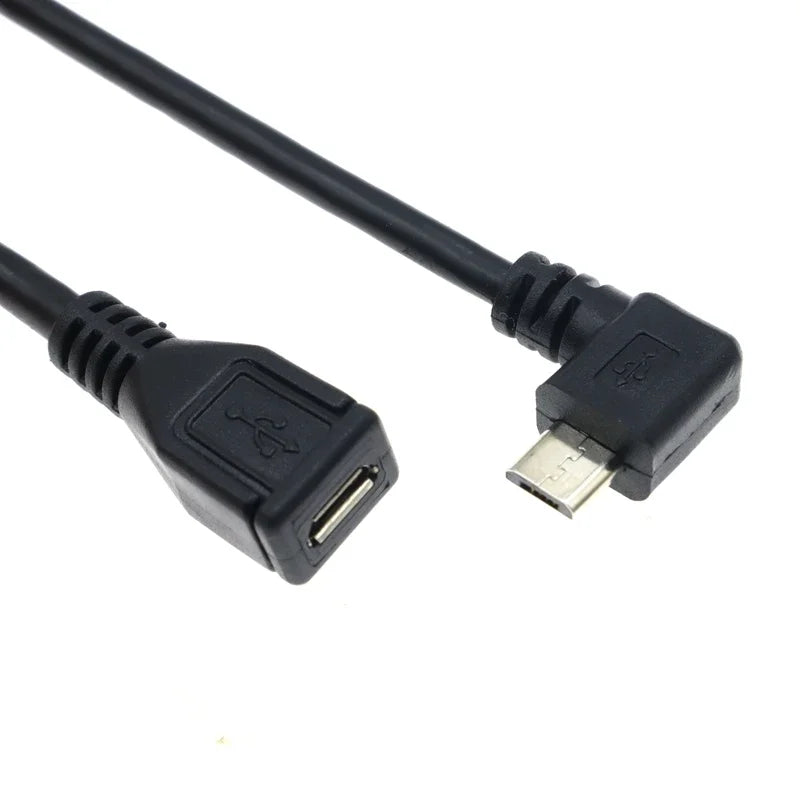 30cm 90 Degree Right & Left Angled Micro USB 5Pin Male to Female M/F Extension Connector Adapter Cable for Mobile Phone Tablet