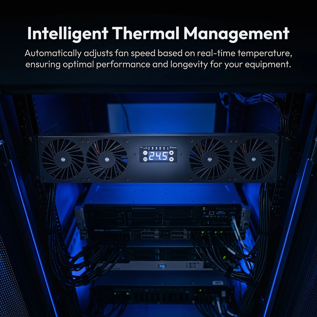 US 19" Rack Cabinet Cooling Fan Module1U/2U Horizontal/Vertical Mount Temperature Control Server Chassis Fan Black/Silver