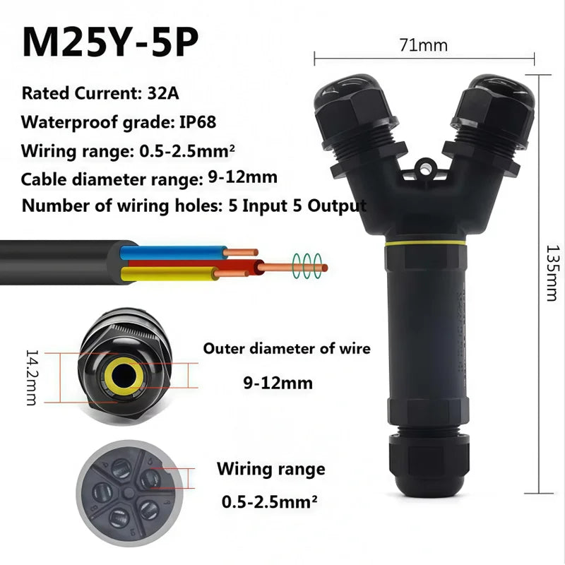 Heavy Duty Quick Connect Terminal Block T-type, IP68 Waterproof 2/3/4/5Pin for Secure & Fast Damp-Proof Wiring Connector