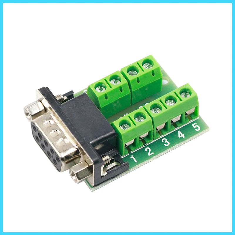 DB9 RS232 Connector D-SUB 9 Pin Male Female Plug RS485 Breakout Terminals 21-24 AWG Wire Solderless Connectors