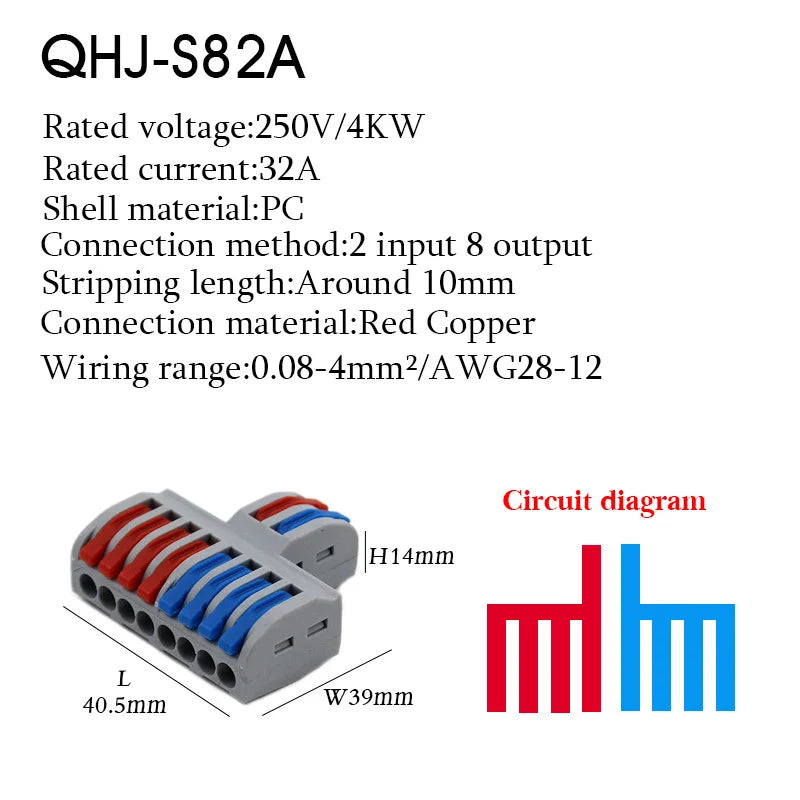 25PCS Electrical Cable Connectors Push-in Quick Terminal Blocks LED Cable Wiring Tool Wire Connectors Rail Installation Model